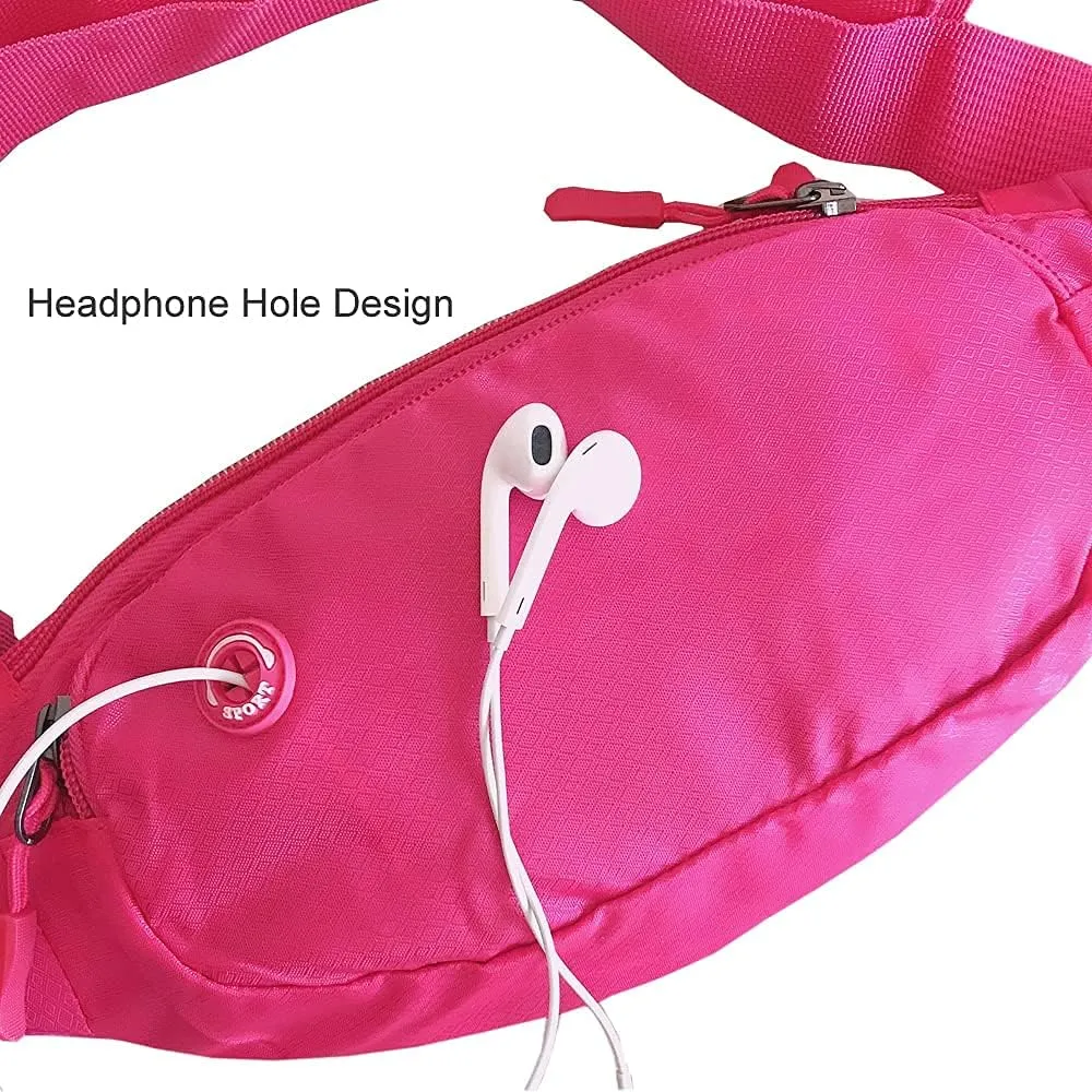 Fanny Pack Crossbody Bags for Women Men Waterproof Waist Belt Bag for Running, Hiking and Travelling (PINK)