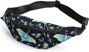 Fanny Pack Crossbody Bags for Women, Waterproof Waist Bag with Adjustable Strap, Goth Moon Butterfly Belt Bag for Travel Sports Workout