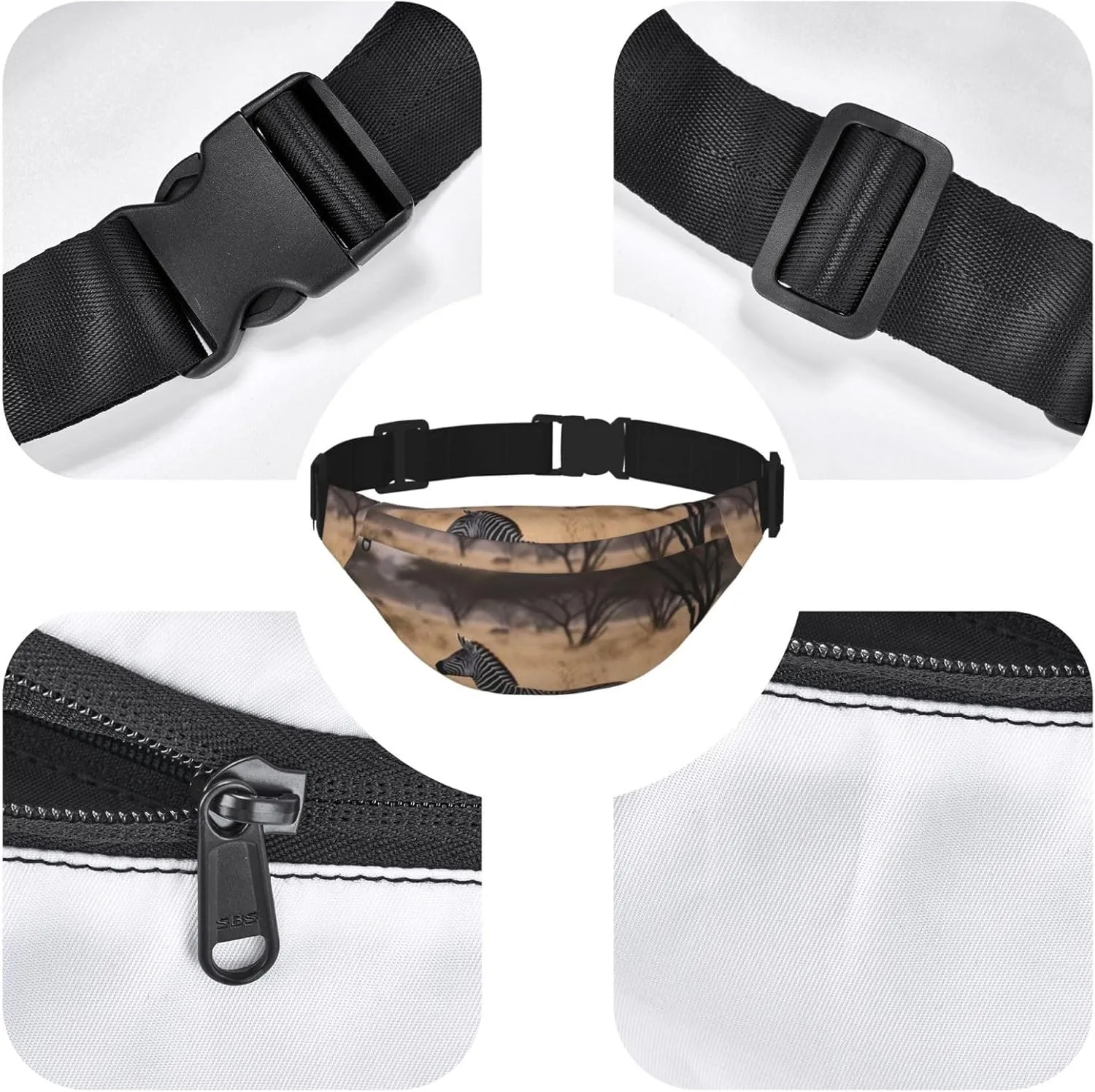 Fanny Pack for Men Women Africa Grassland Zebra Belt Bag with Adjustable Strap Fashion Waist Bag Waist Pack for Travel