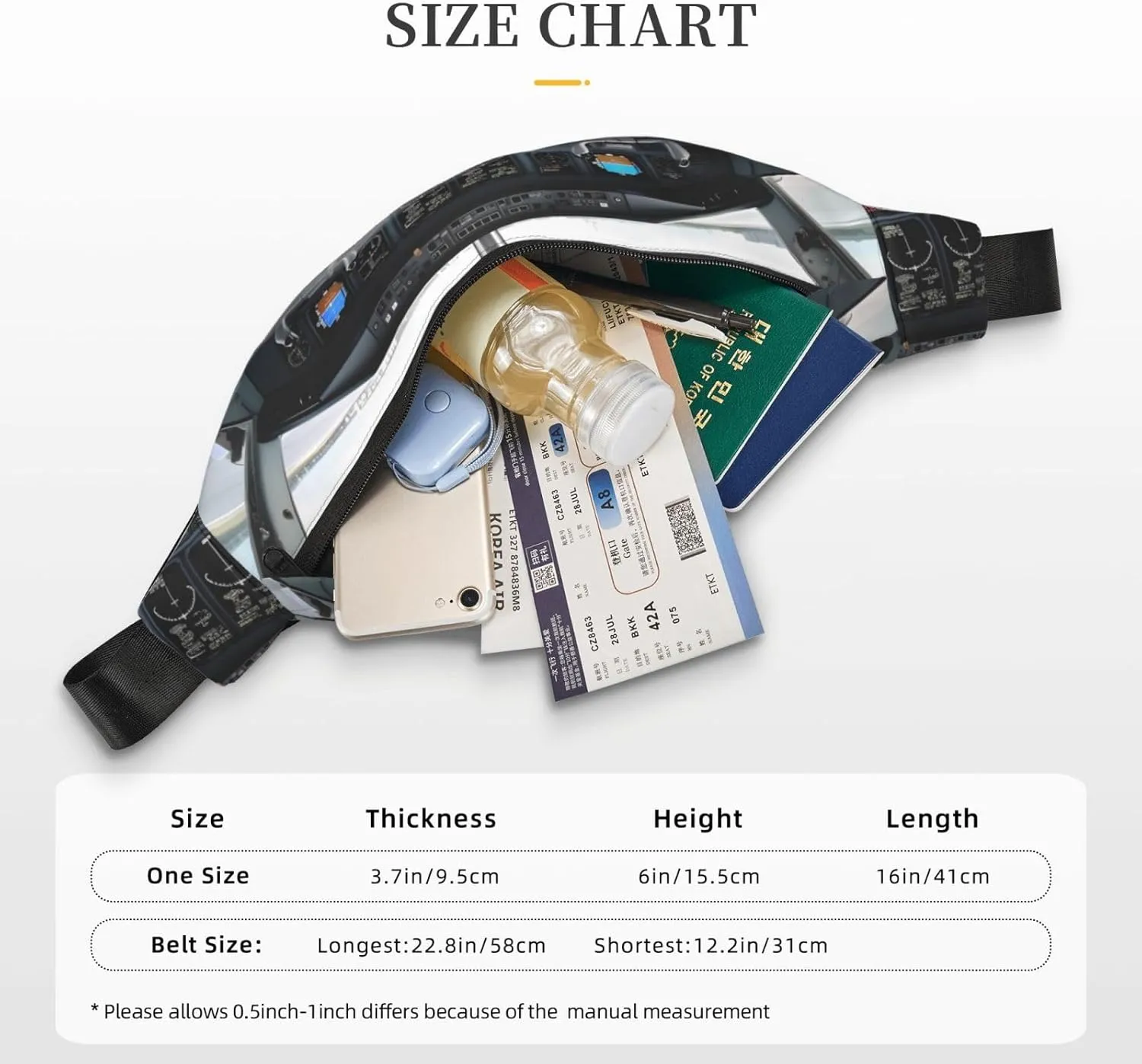 Fanny Pack for Men Women Airplane Cockpit Belt Bag with Adjustable Strap Fashion Waist Bag Waist Pack for Travel