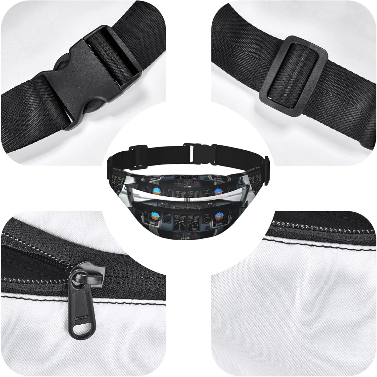 Fanny Pack for Men Women Airplane Cockpit Belt Bag with Adjustable Strap Fashion Waist Bag Waist Pack for Travel