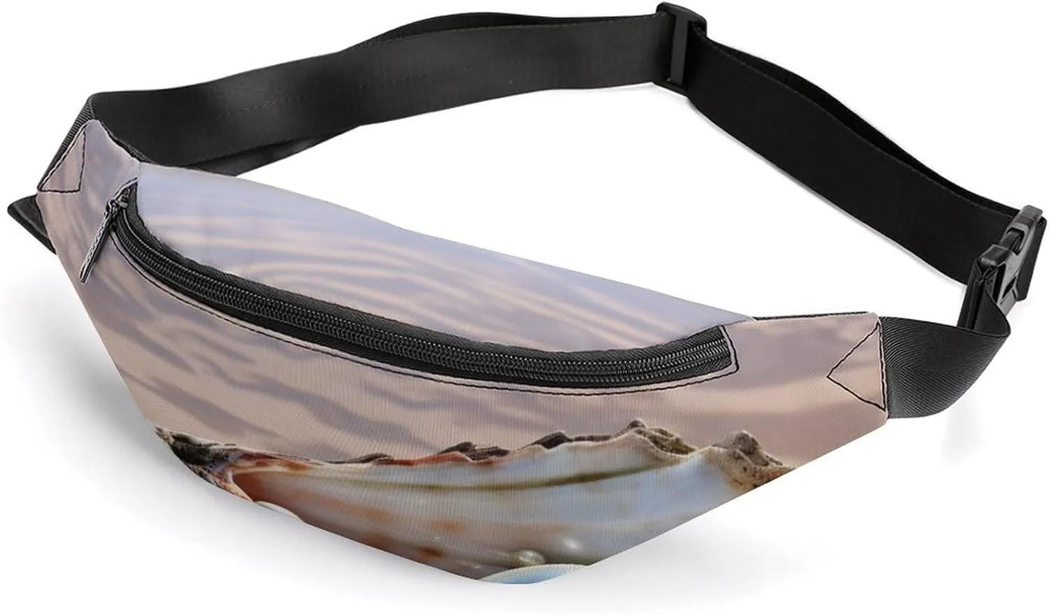 Fanny Pack for Men Women Beach Mussel Pearlprinted Crossbody Belt Bags Sports Waist Bag ForTravel Running Hiking Walking Workout, 36*15cm