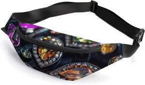 Fanny Pack for Men Women Belt Bag Intricate Jewelry Patterns Crossbody Waist Pack for Travel Walking Running Bum Bags