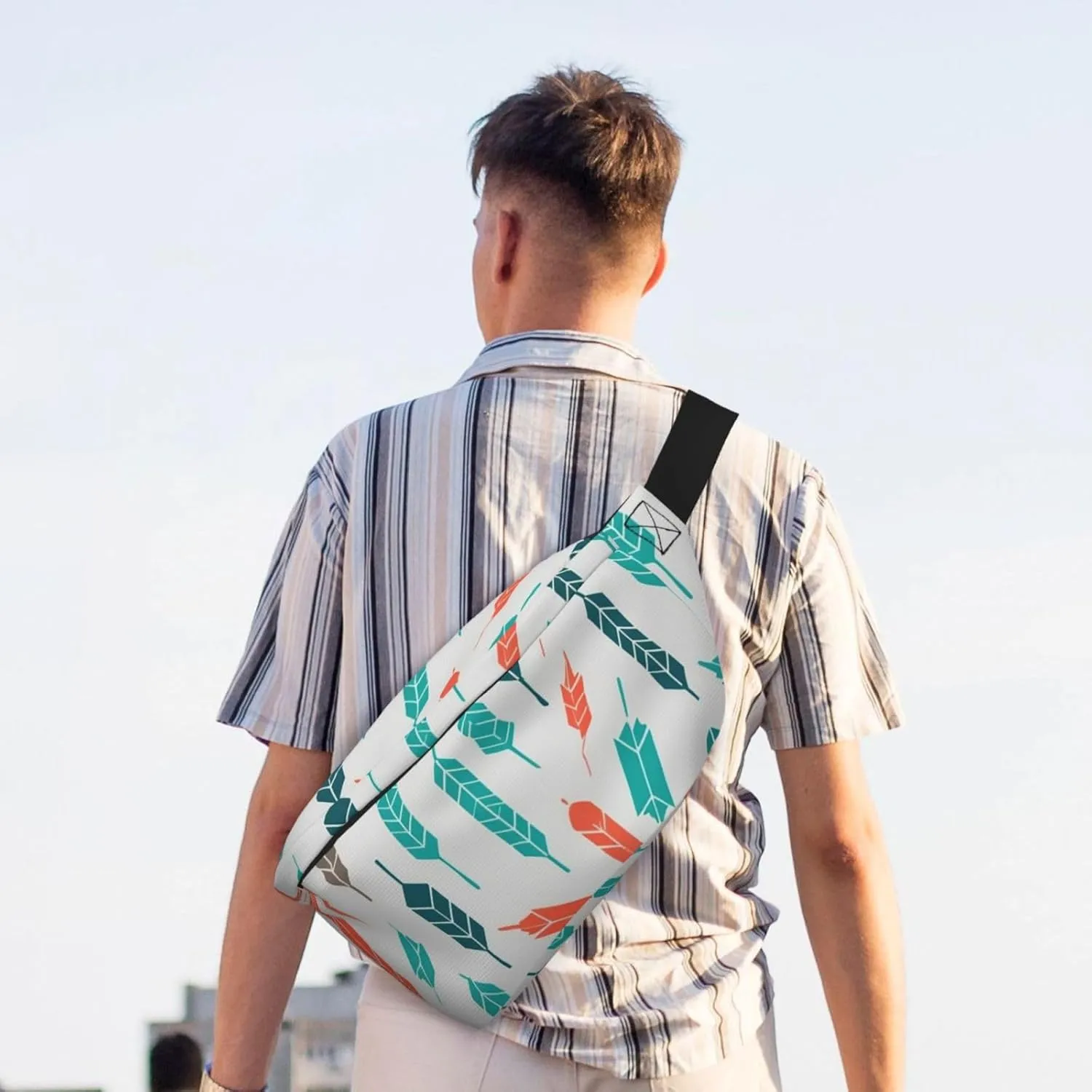 Fanny Pack for Men Women Coral and Teal Arrows Belt Bag with Adjustable Strap Fashion Waist Bag Waist Pack for Travel