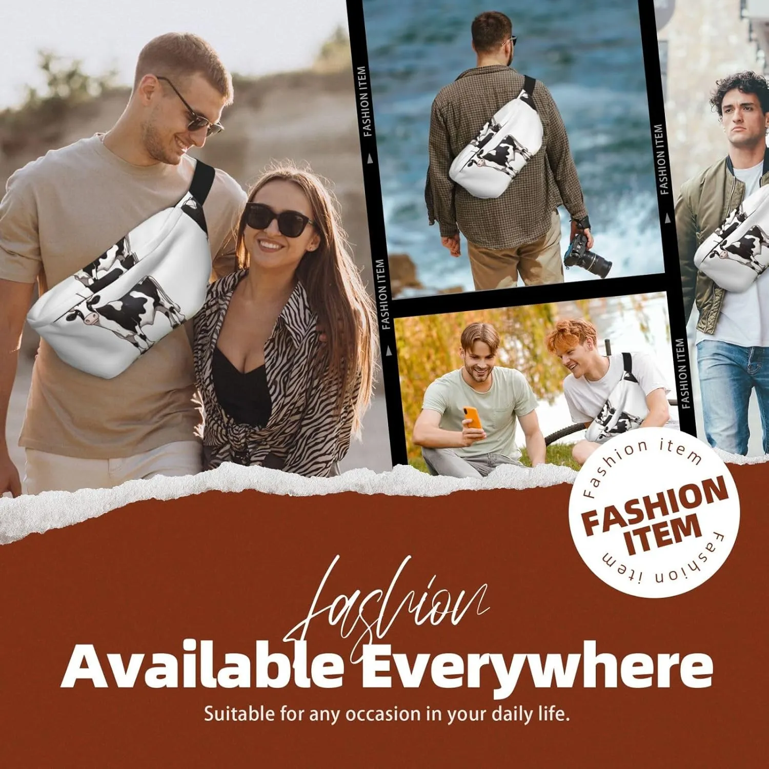 Fanny Pack for Men Women Dairy Cow Belt Bag with Adjustable Strap Fashion Waist Bag Waist Pack for Travel