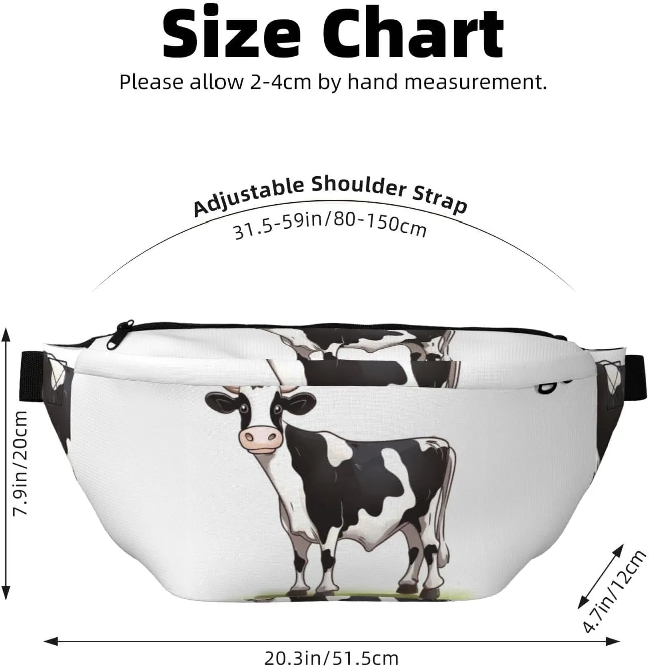 Fanny Pack for Men Women Dairy Cow Belt Bag with Adjustable Strap Fashion Waist Bag Waist Pack for Travel