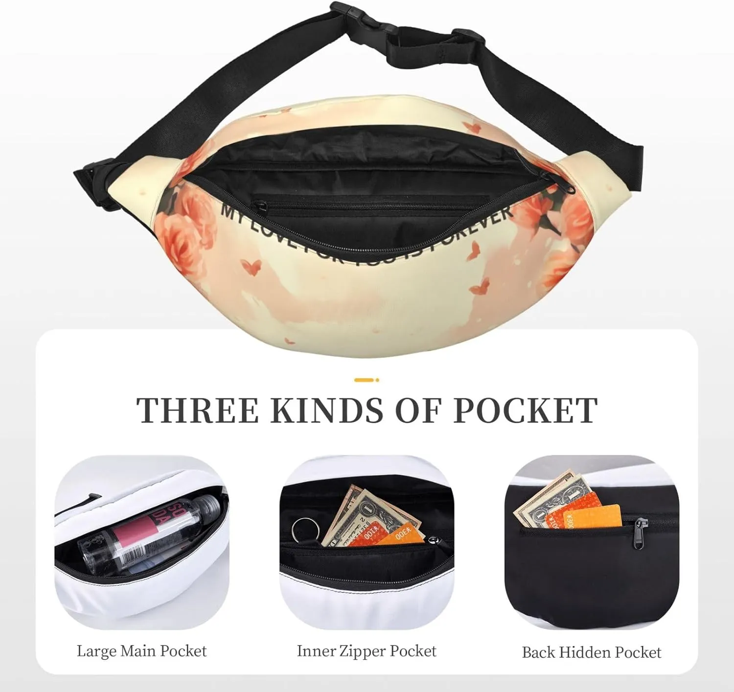 Fanny Pack for Men Women My Love for You is Forever Belt Bag with Adjustable Strap Fashion Waist Bag Waist Pack for Travel