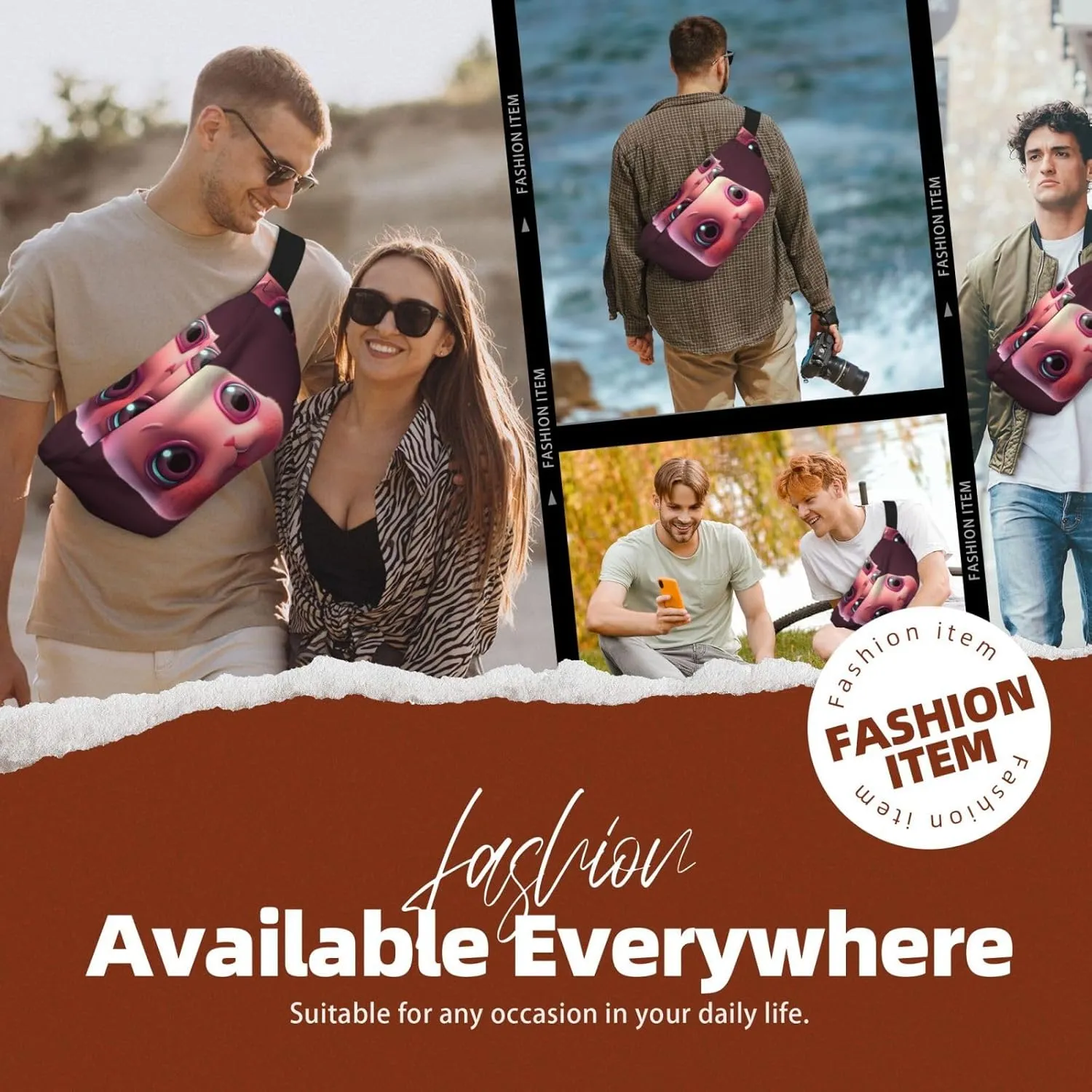 Fanny Pack for Men Women Rabbit Sticking out Tongue Belt Bag with Adjustable Strap Fashion Waist Bag Waist Pack for Travel