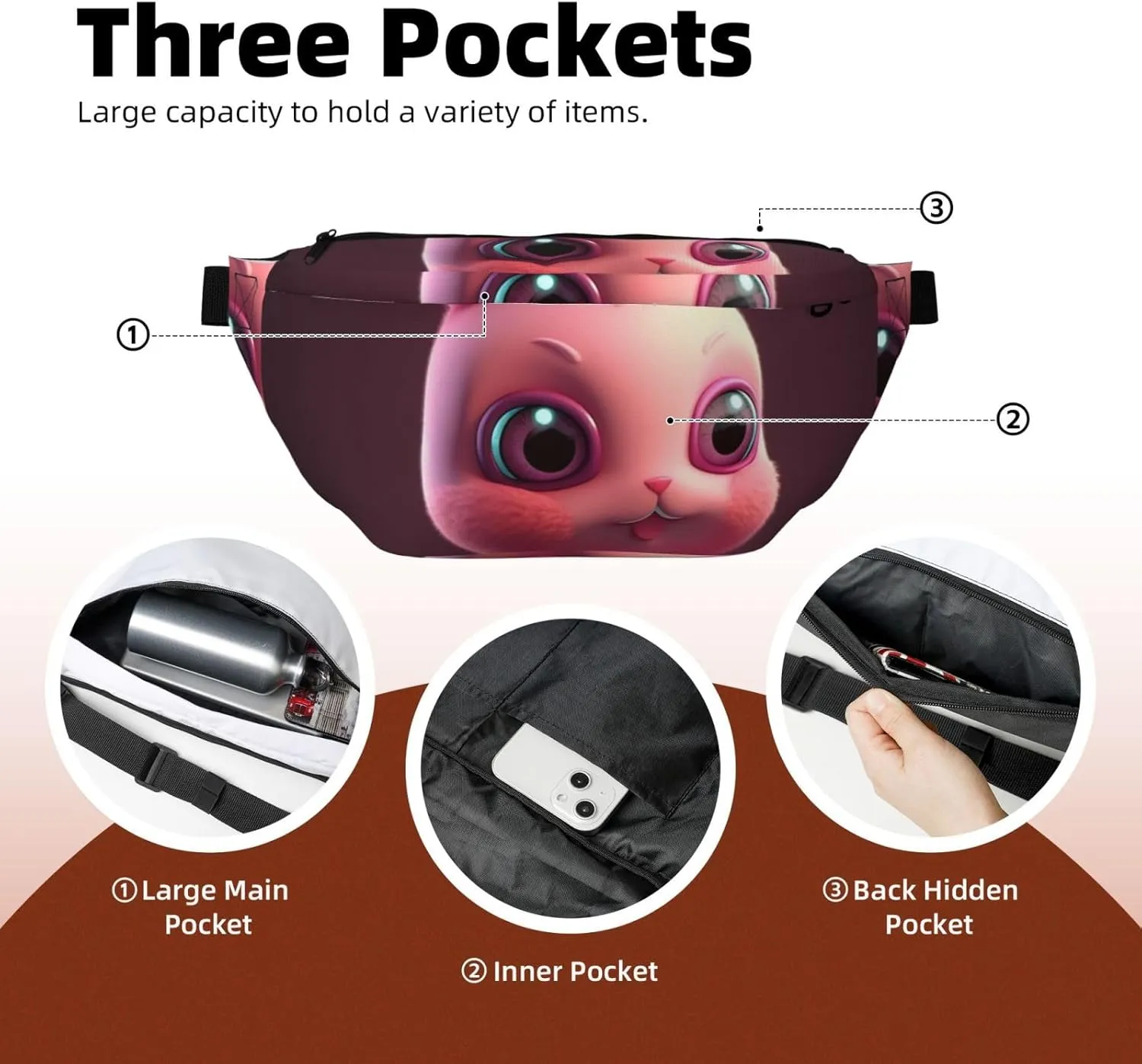 Fanny Pack for Men Women Rabbit Sticking out Tongue Belt Bag with Adjustable Strap Fashion Waist Bag Waist Pack for Travel