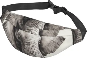 Fanny Pack for Men Women Waist Bag Adjustable Waist Pack Crossbody Belt Bag Elephant Sketch Bum Bag