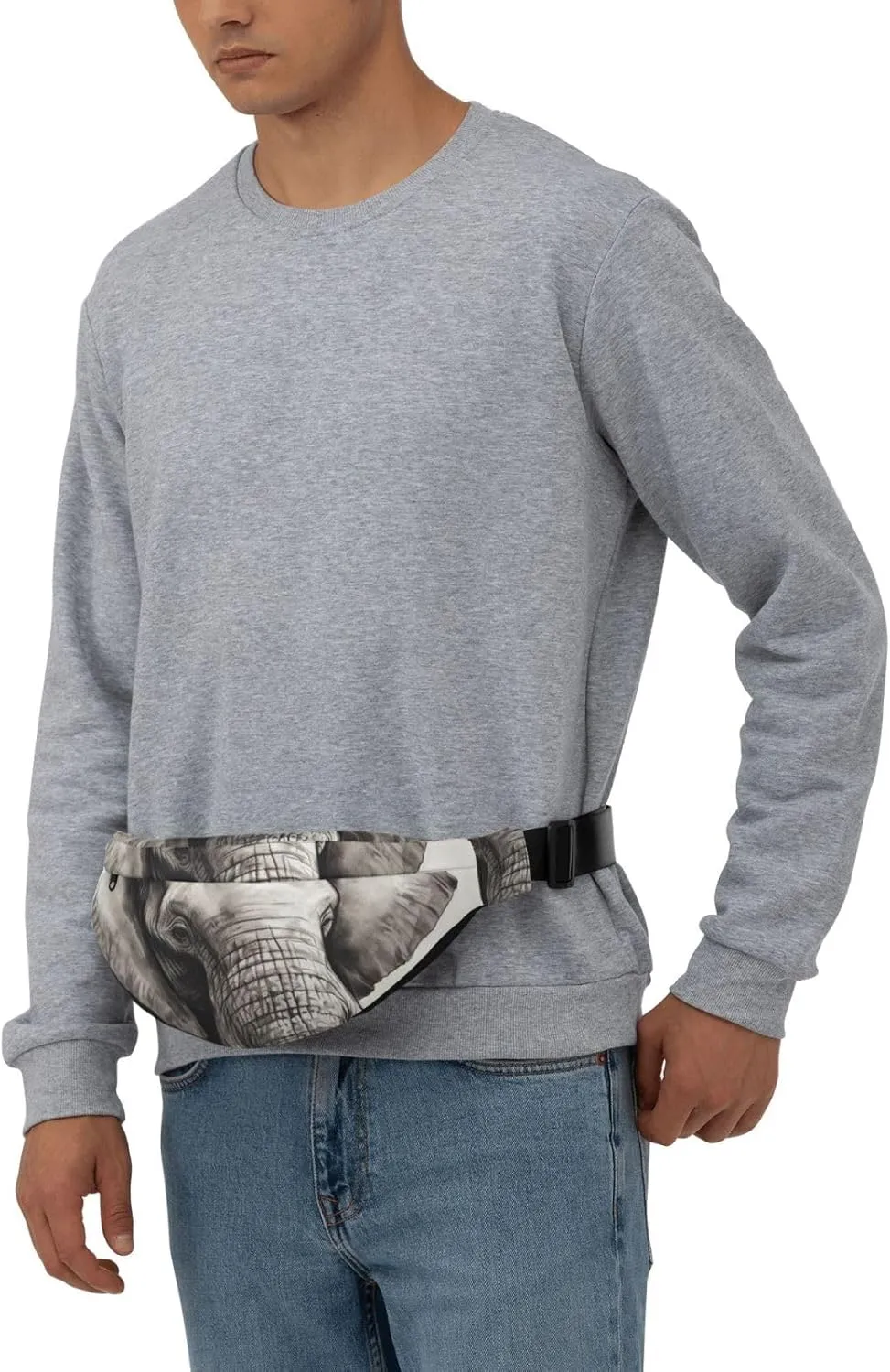 Fanny Pack for Men Women Waist Bag Adjustable Waist Pack Crossbody Belt Bag Elephant Sketch Bum Bag