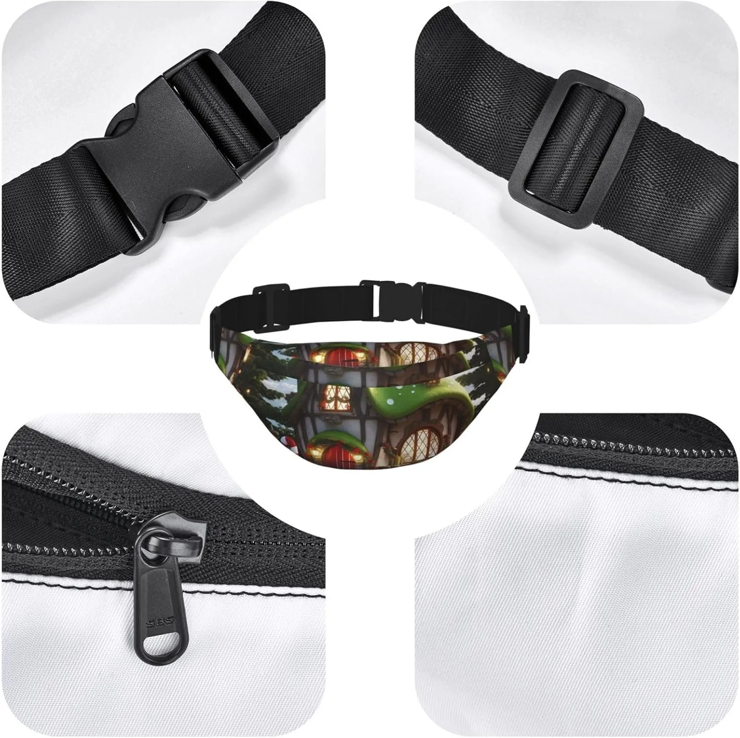Fanny Pack for Men Women Waist Bag Adjustable Waist Pack Crossbody Belt Bag elfs house Bum Bag