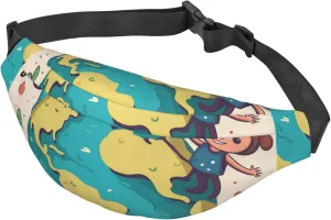 Fanny Pack for Men Women Waist Bag Adjustable Waist Pack Crossbody Belt Bag Happy earth Bum Bag