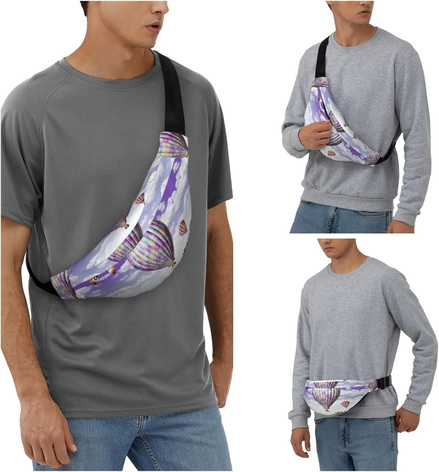 Fanny Pack for Men Women Waist Bag Adjustable Waist Pack Crossbody Belt Bag Lavender Hot Air Balloon Bum Bag
