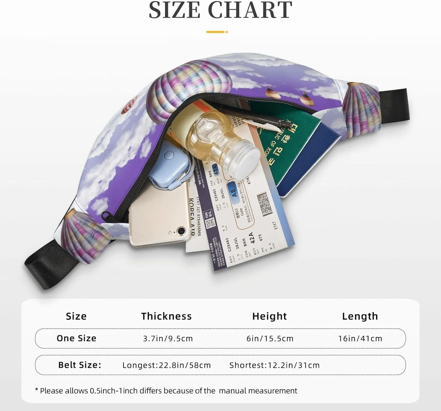 Fanny Pack for Men Women Waist Bag Adjustable Waist Pack Crossbody Belt Bag Lavender Hot Air Balloon Bum Bag