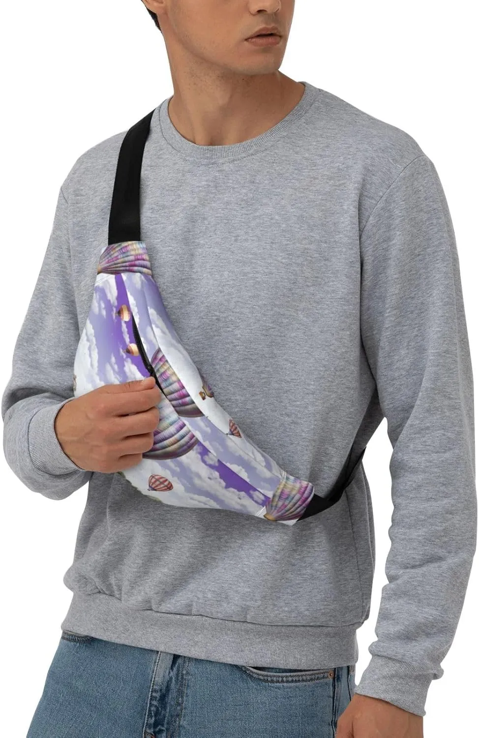 Fanny Pack for Men Women Waist Bag Adjustable Waist Pack Crossbody Belt Bag Lavender Hot Air Balloon Bum Bag
