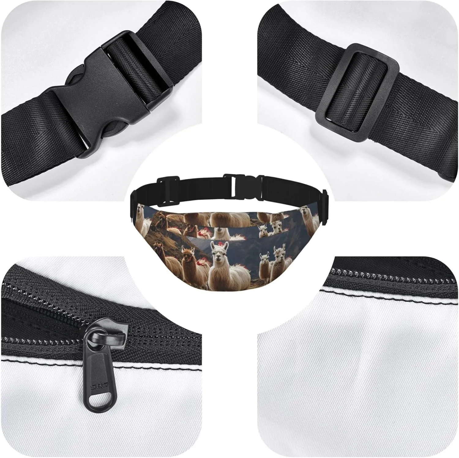 Fanny Pack for Men Women Waist Bag Adjustable Waist Pack Crossbody Belt Bag Llamas in the andes Bum Bag