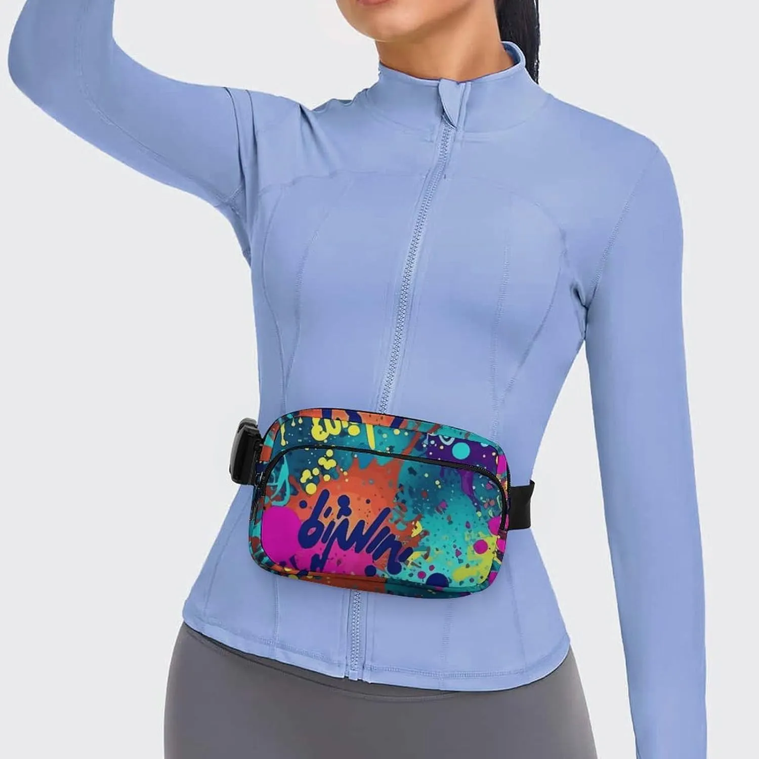 Fanny Pack for Men&Women Crossbody Waist Bag Small Sling Backpack Colorful Spray Pattern Belt Bag