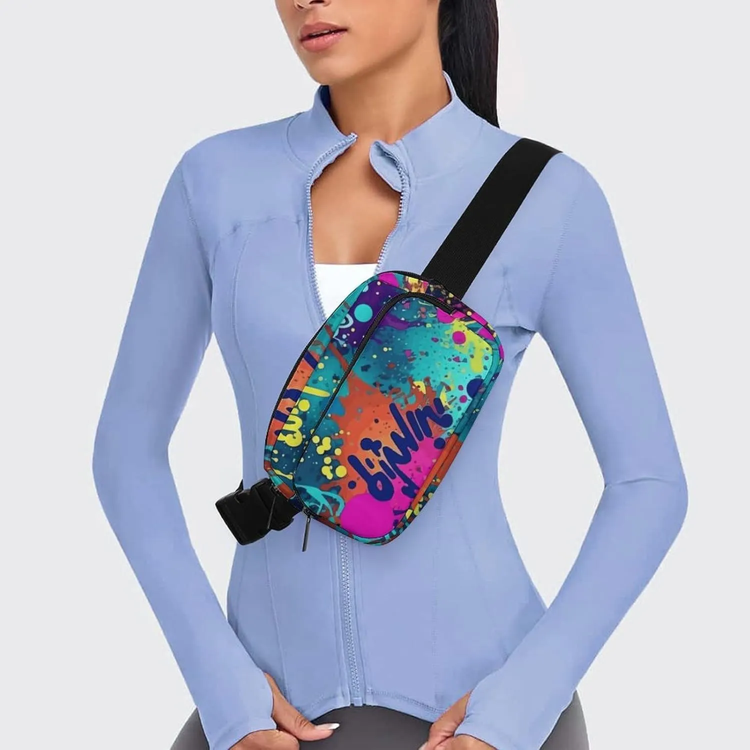 Fanny Pack for Men&Women Crossbody Waist Bag Small Sling Backpack Colorful Spray Pattern Belt Bag