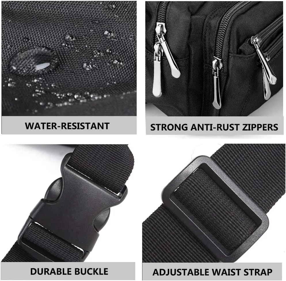 Fanny Pack for Men&Women Waterproof Waist Pack Bag Hip Bum Bag with Rain Cover Adjustable Strap for Sports Outdoors Workout Running Traveling Hiking Cycling Dog Walking Casual Fishing