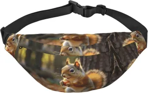 Fanny Pack for Women Mem Fashion Waist Packs Crossbody Cute Squirrel Eating Nuts Belt Bag with Adjustable Strap Waist Bag