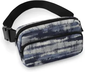 Fanny Pack for Women Men Indigo Dyed Stripes Belt Bag Blue Grey Waist Pack Bum Bag for Running Cycling Hiking Travel Workout with Adjustable Strap