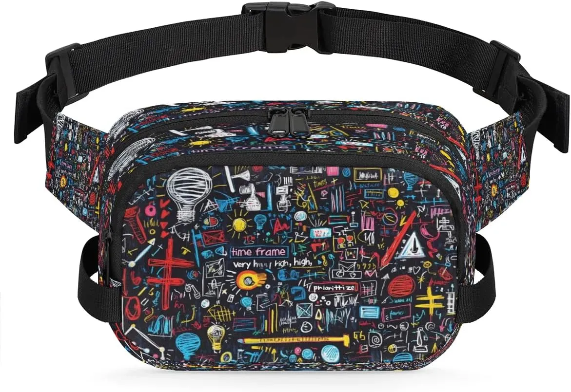 Fanny Pack for Women Men Unisex, Colorful Physics Waist Packs Casual Crossbody Belt Bags with Adjustable Strap for Sports Running Hiking
