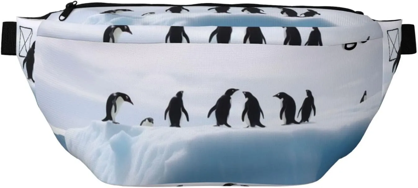 Fanny Pack for Women Men Waist Bag Waterproof Penguins on the Iceberg Belt Bag with Adjustable Strap