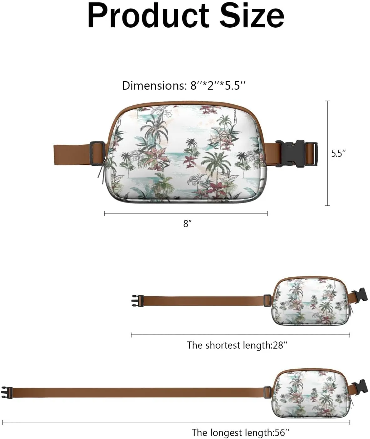 Fanny Pack for Women,Mini Waterproof Hawaiian theme Belt Bag,Fashionable Crossbody,Cute Everywhere Belt Bags Fanny Pack for Hiking,Travel.