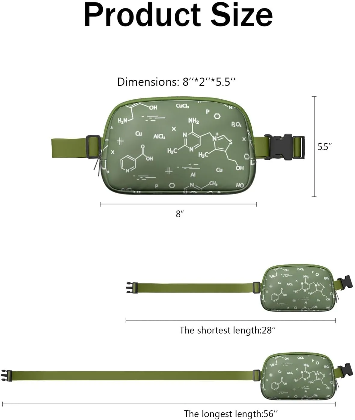 Fanny Pack for Women,Mini Waterproof Science theme Belt Bag,Fashionable Crossbody,Cute Everywhere Belt Bags Fanny Pack for Hiking,Travel.
