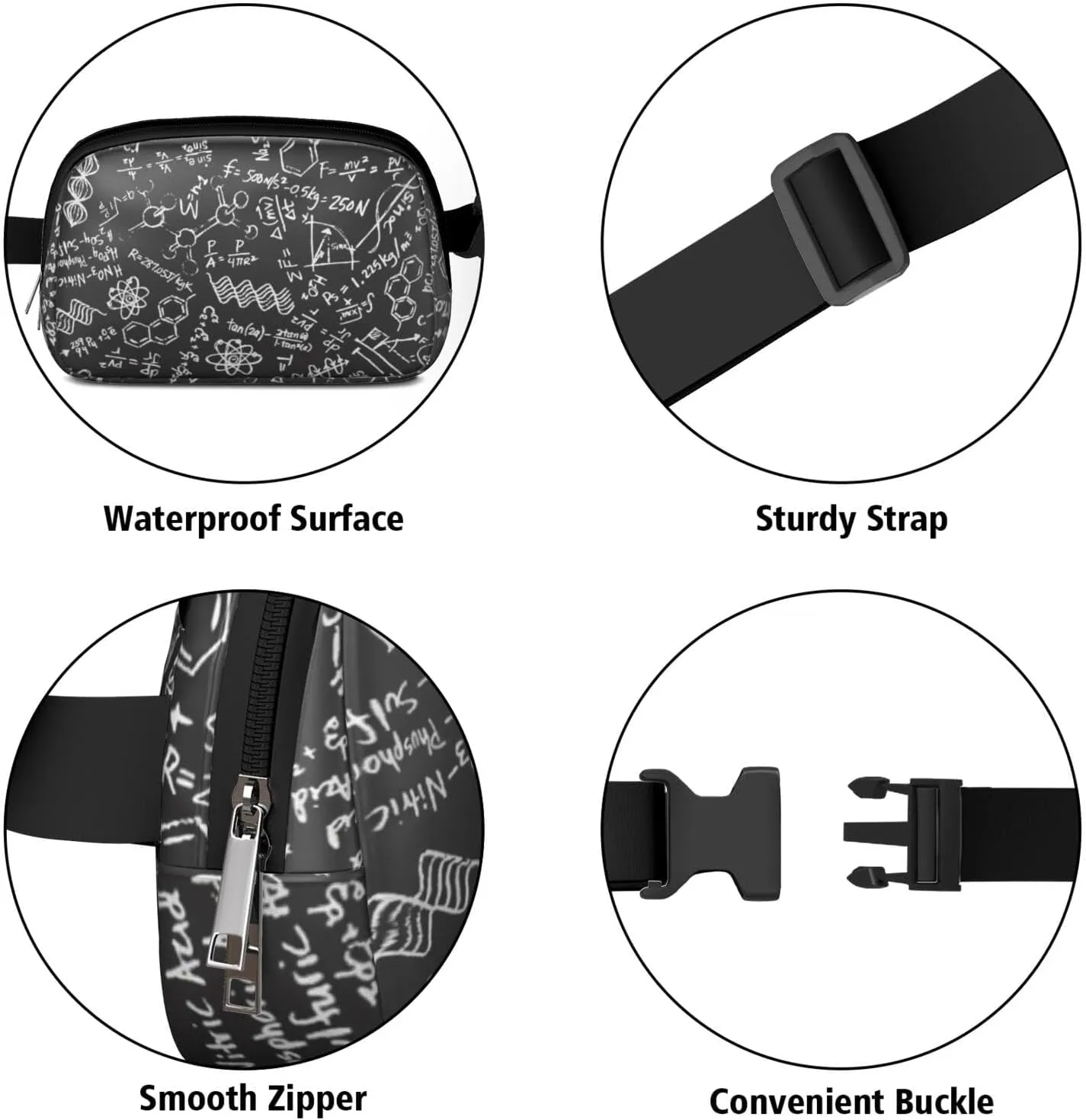 Fanny Pack for Women,Mini Waterproof Science theme Belt Bag,Fashionable Crossbody,Cute Everywhere Belt Bags Fanny Pack for Hiking,Travel.
