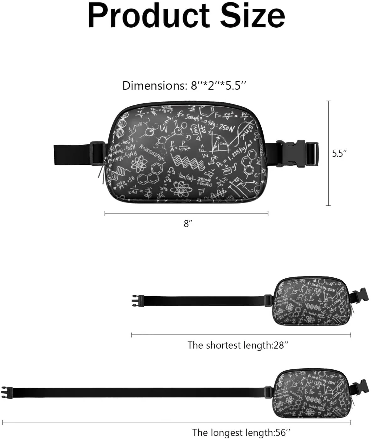 Fanny Pack for Women,Mini Waterproof Science theme Belt Bag,Fashionable Crossbody,Cute Everywhere Belt Bags Fanny Pack for Hiking,Travel.