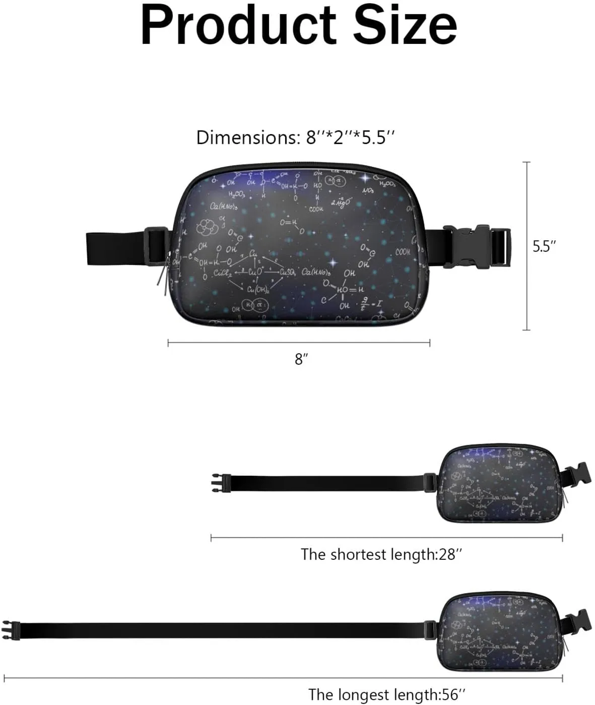 Fanny Pack for Women,Mini Waterproof Science theme Belt Bag,Fashionable Crossbody,Cute Everywhere Belt Bags Fanny Pack for Hiking,Travel.
