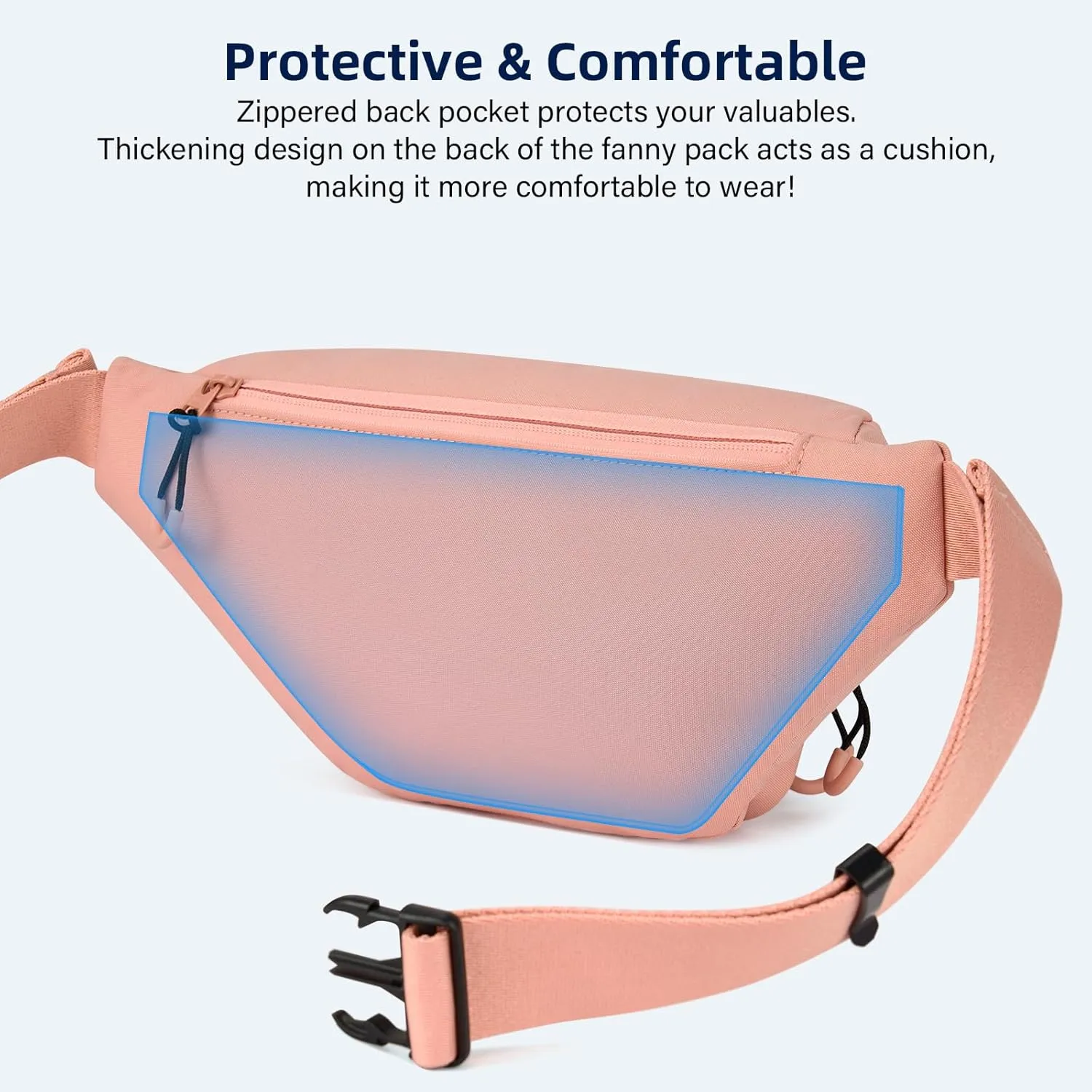 Fanny Packs for Women Men, Small Travel Fanny Pack Lightweight Crossbody Waist Bag Large Capacity, Water Resistant Belt Bags with Adjustable Strap for Hiking, Cycling (Pink)
