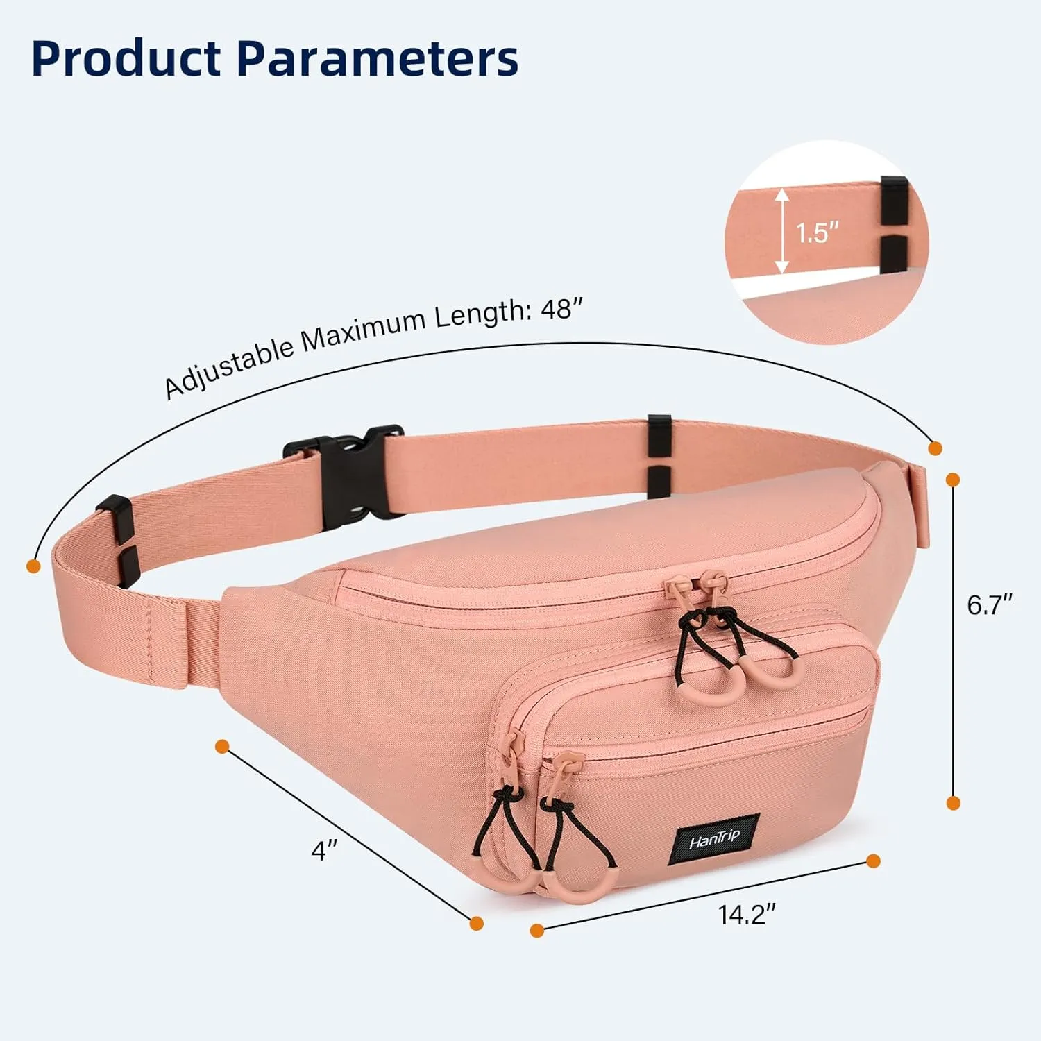 Fanny Packs for Women Men, Small Travel Fanny Pack Lightweight Crossbody Waist Bag Large Capacity, Water Resistant Belt Bags with Adjustable Strap for Hiking, Cycling (Pink)