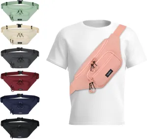 Fanny Packs for Women Men, Small Travel Fanny Pack Lightweight Crossbody Waist Bag Large Capacity, Water Resistant Belt Bags with Adjustable Strap for Hiking, Cycling (Pink)