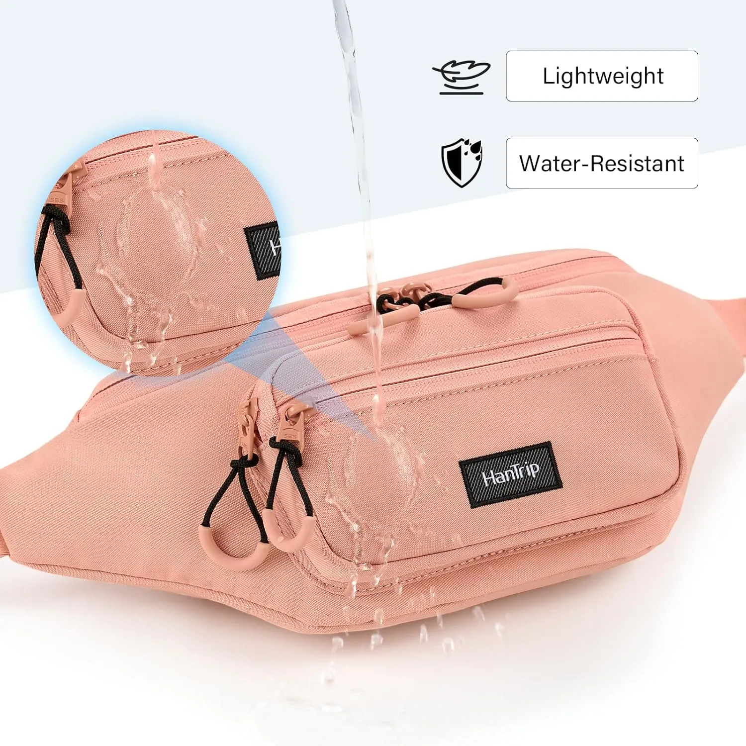 Fanny Packs for Women Men, Small Travel Fanny Pack Lightweight Crossbody Waist Bag Large Capacity, Water Resistant Belt Bags with Adjustable Strap for Hiking, Cycling (Pink)