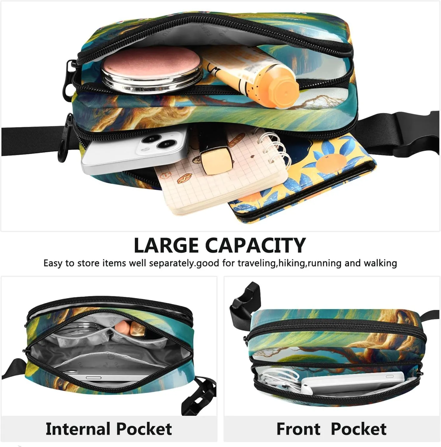 Fantasy Bunny Wonderland Forest Fanny Packs for Women Waterproof Hip Pack Belt Bag Designer Waist Pouch for Women