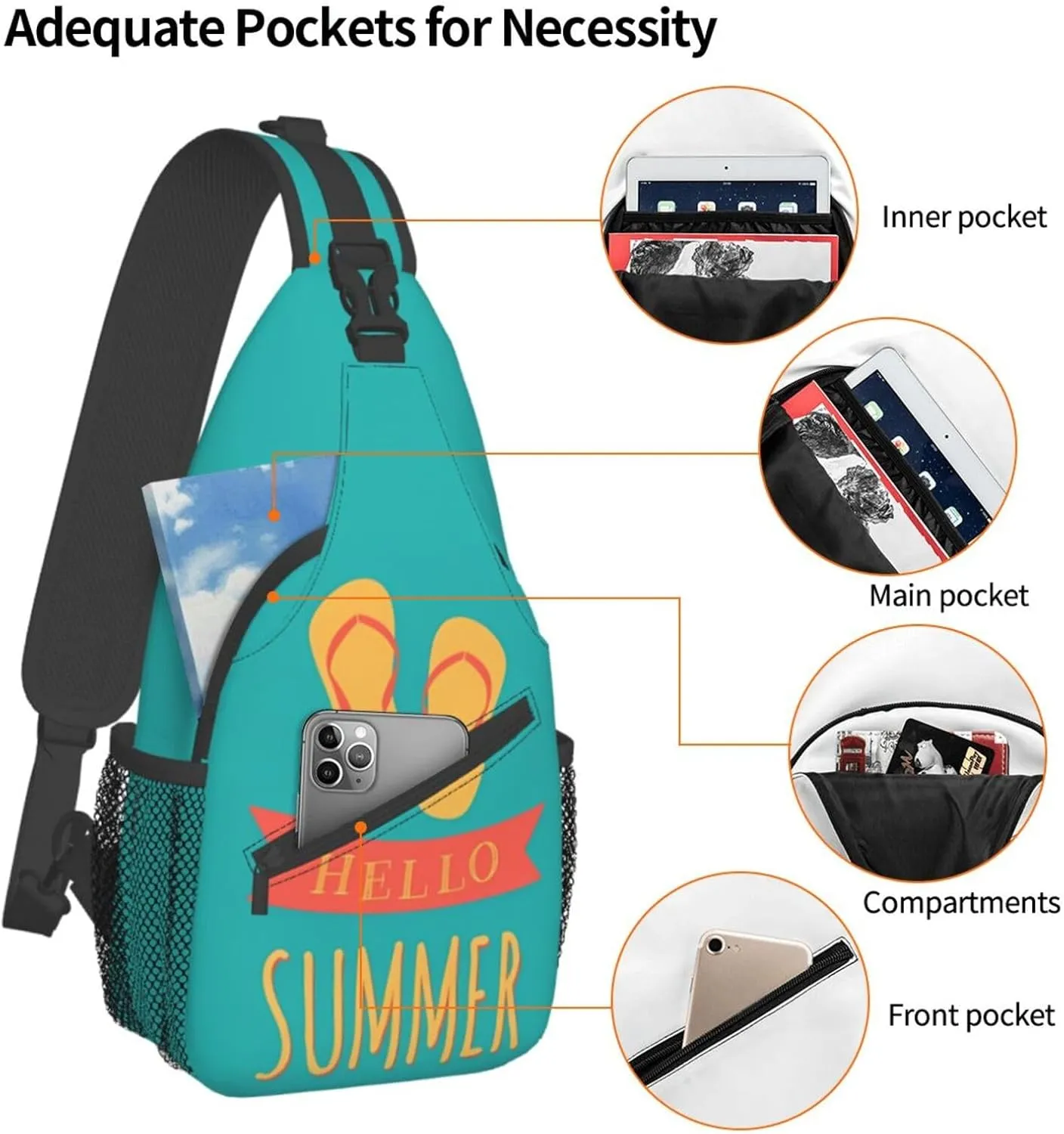 Fashion Chest Sling Bag For Women Men Adjustable Strap Crossbody Shoulder Backpack Hiking Travel Fashion Unisex Daypack
