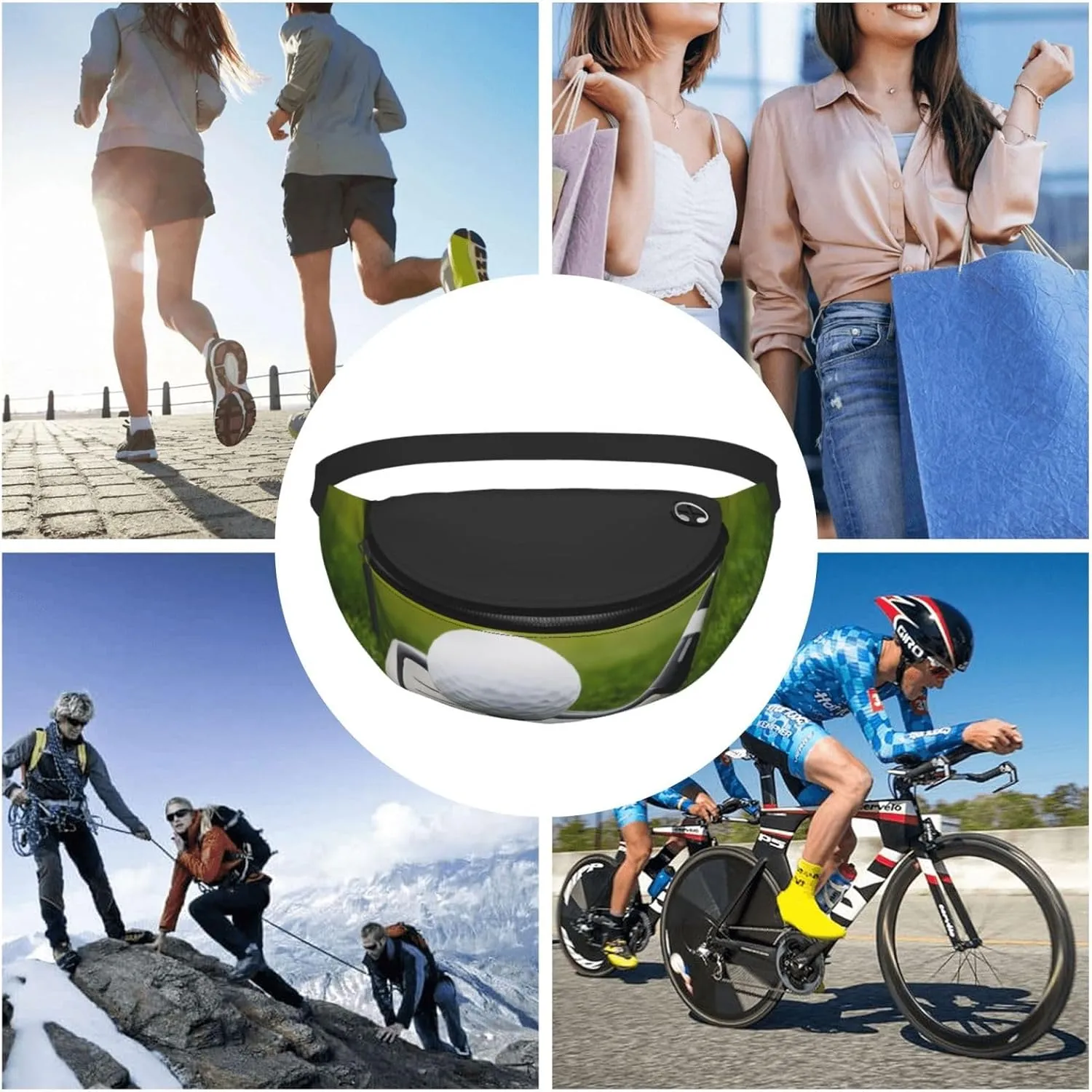 Fashion Golf Ball Bum Bag | Fanny Pack & Chest Pack | Adjustable Waist Bag For Women & Men | Secure Zip | Lightweight & Compact | Perfect For Travel,Sports,Hiking,Outdoor