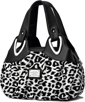 Fashion Vegan Leather Handbag for Women Multi Pocket Large Tote Bags Satchel Printed Purses Soft Hobo Bag