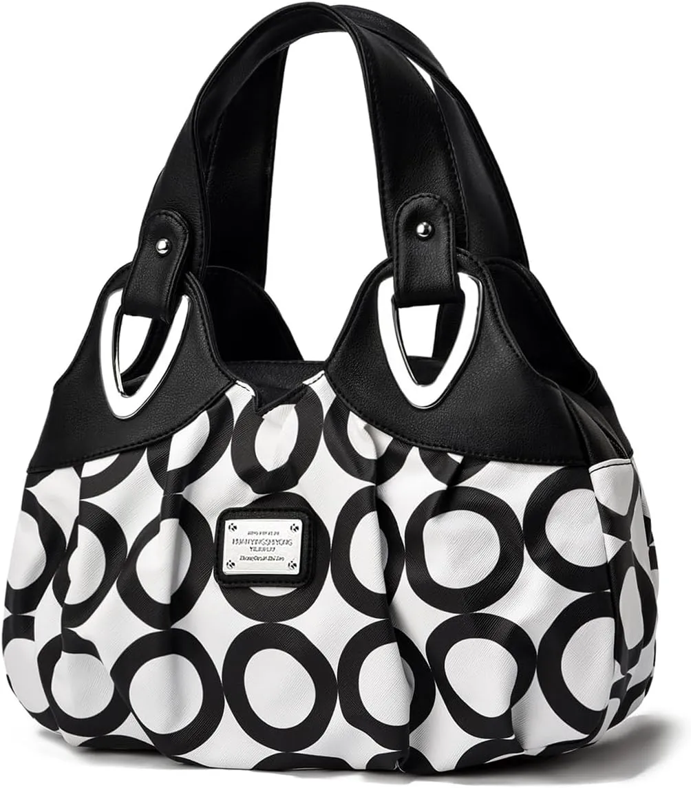 Fashion Vegan Leather Handbag for Women Multi Pocket Large Tote Bags Satchel Printed Purses Soft Hobo Bag