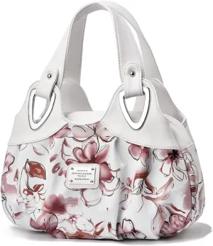 Fashion Vegan Leather Handbag for Women Multi Pocket Large Tote Bags Satchel Printed Purses Soft Hobo Bag