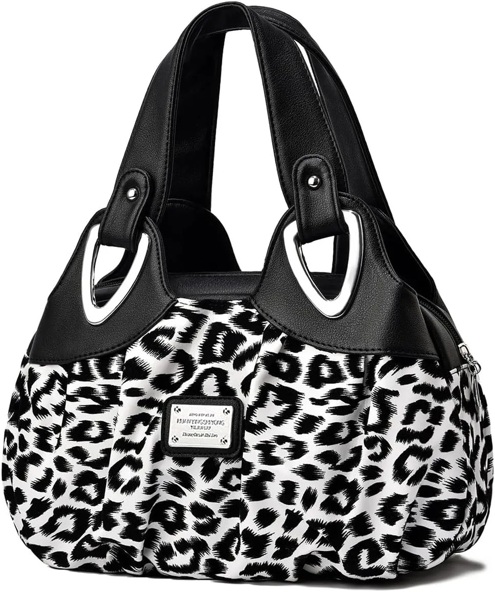 Fashion Vegan Leather Handbag for Women Multi Pocket Large Tote Bags Satchel Printed Purses Soft Hobo Bag