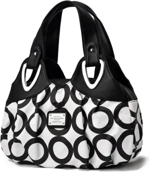 Fashion Vegan Leather Handbag for Women Multi Pocket Large Tote Bags Satchel Printed Purses Soft Hobo Bag