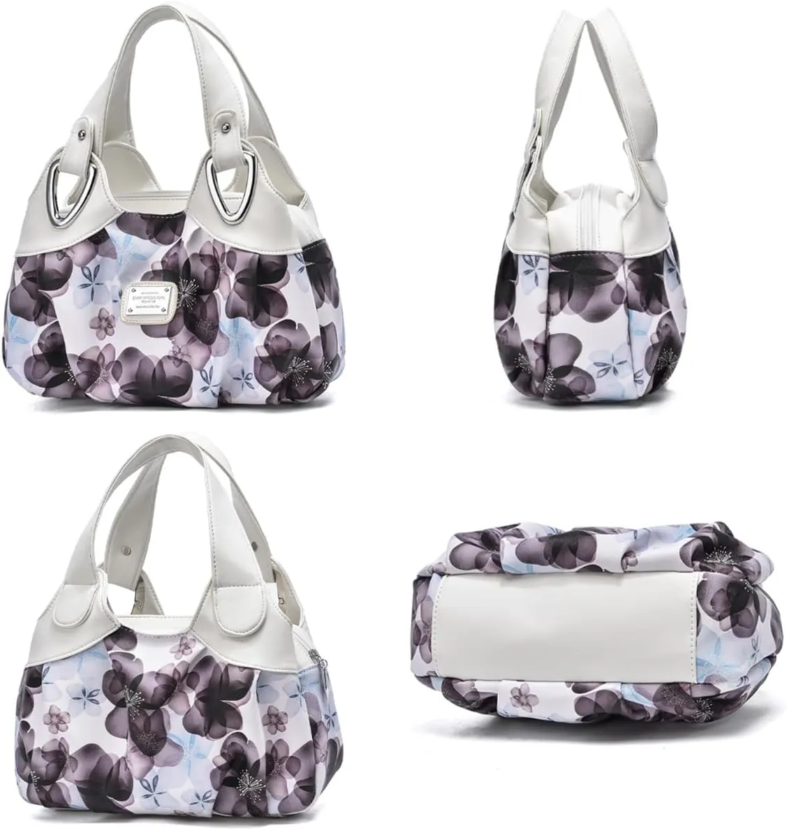 Fashion Vegan Leather Handbag for Women Multi Pocket Large Tote Bags Satchel Printed Purses Soft Hobo Bag