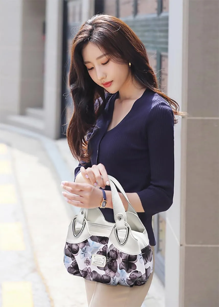 Fashion Vegan Leather Handbag for Women Multi Pocket Large Tote Bags Satchel Printed Purses Soft Hobo Bag