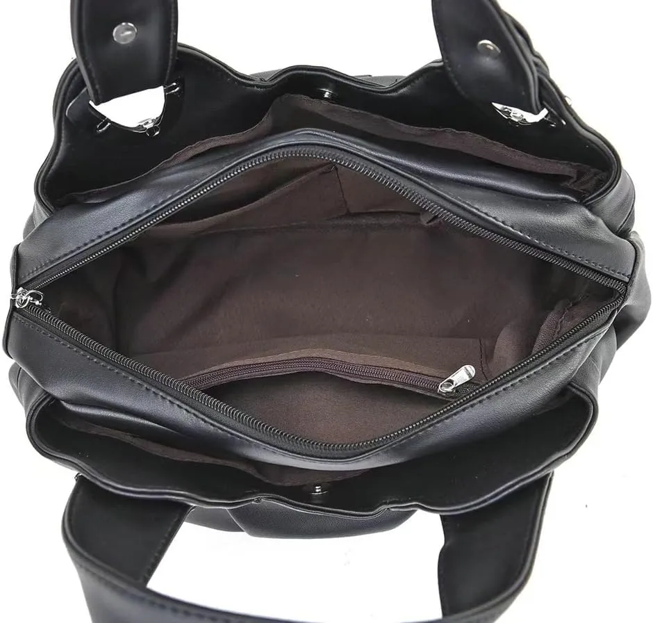 Fashion Vegan Leather Handbag for Women Multi Pocket Large Tote Bags Satchel Printed Purses Soft Hobo Bag