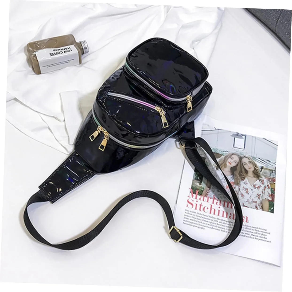 Fashion Waist Bag Mini Fanny Pack Holographic Surface Belt Bag for Travel Sports Hiking