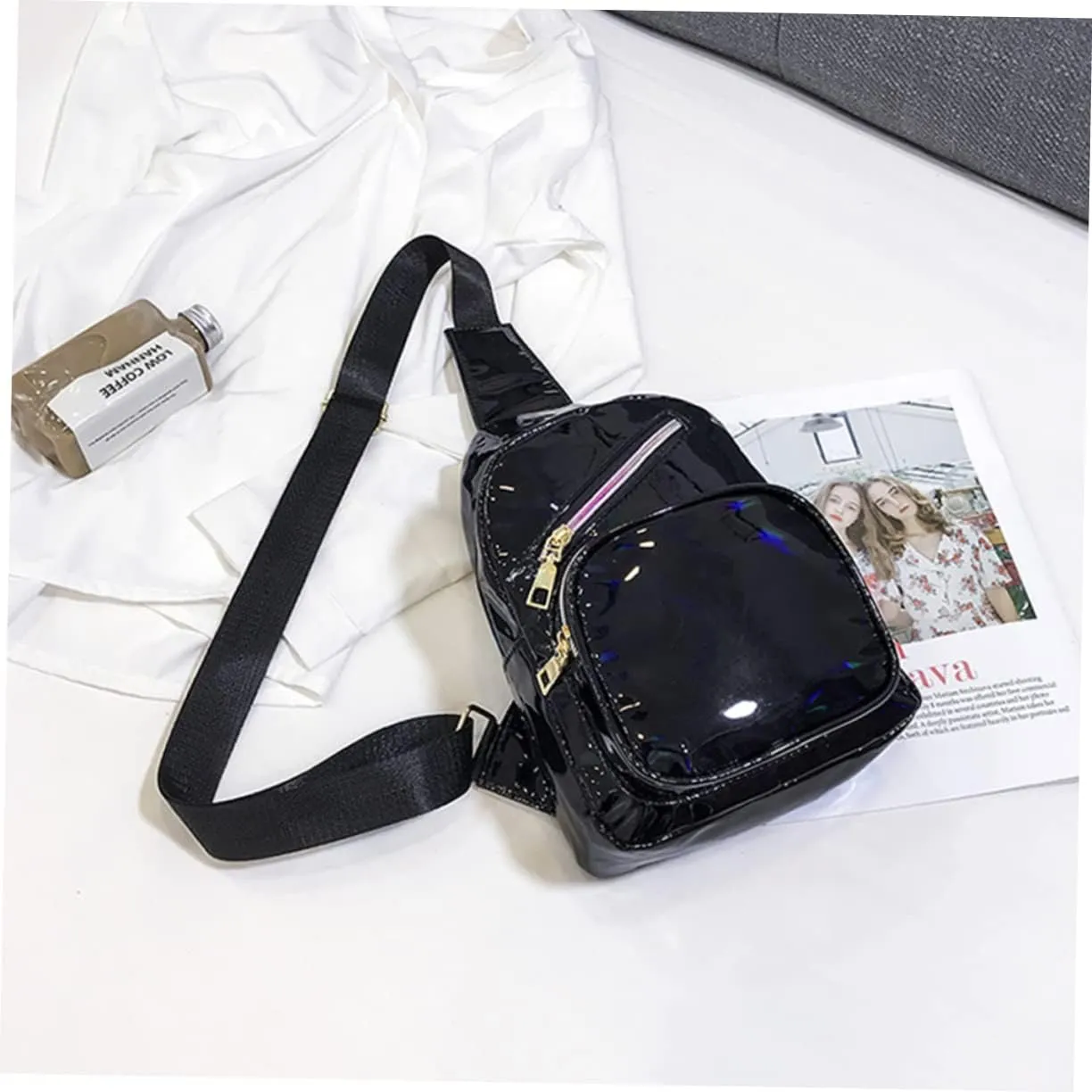 Fashion Waist Bag Mini Fanny Pack Holographic Surface Belt Bag for Travel Sports Hiking